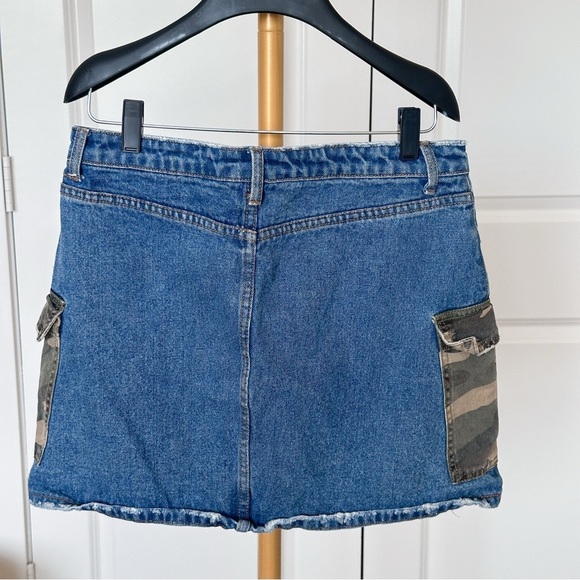 Signature Blue Denim Mini Skirt with Camouflage Pockets - Picture 2 of 4